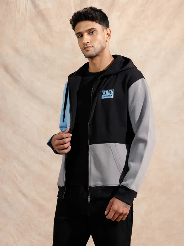 Tonal Colourblocked Hoodie | Black
