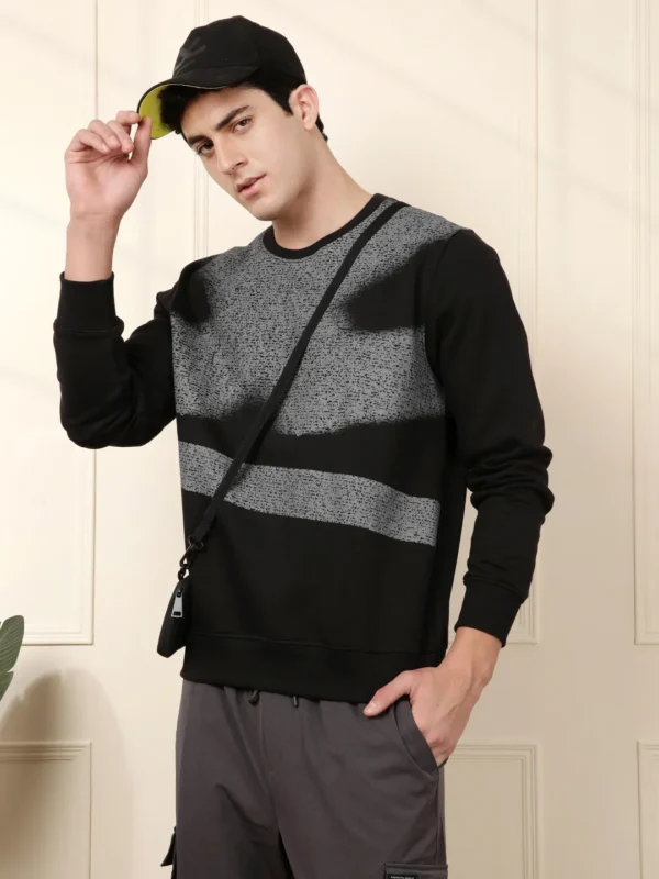 Black Polycotton Slim Fit Sweatshirt