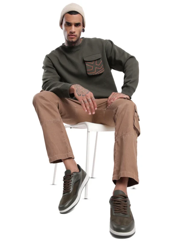 Classic Olive Back Printed Sweatshirt