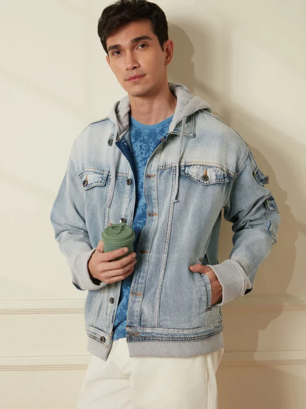 Oversized Hooded Trucker Jacket | Blue