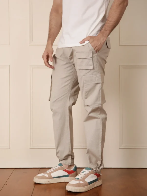 Solid Beige Parachute Pant